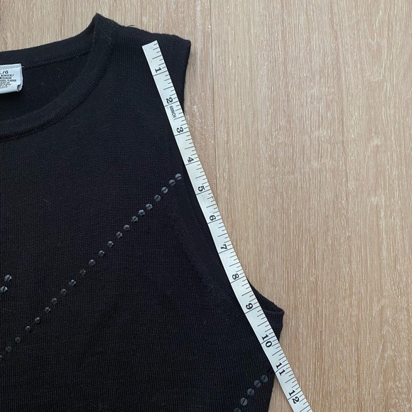 Mantles Wool Blend Scoop Neck Sequins Accent Tank Top Black Size Large - Picture 6 of 7